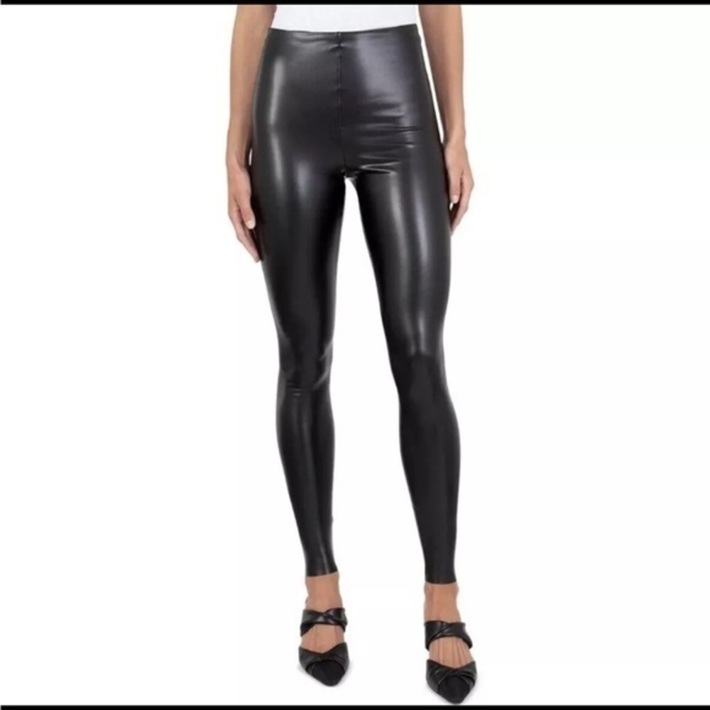 Joie contemporary fit black faux leather leggings Medium